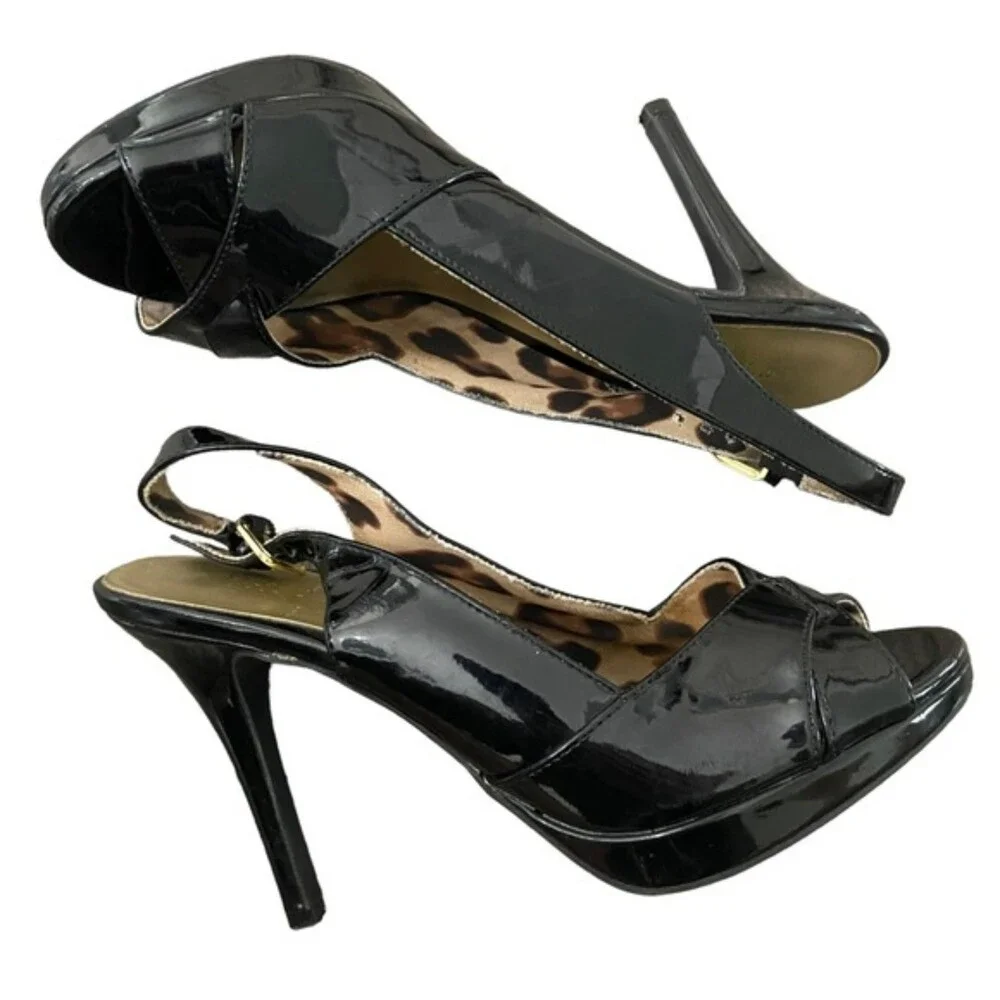 Christian Siriano Patent Peep Toe Sling Back Slight Platform Heel